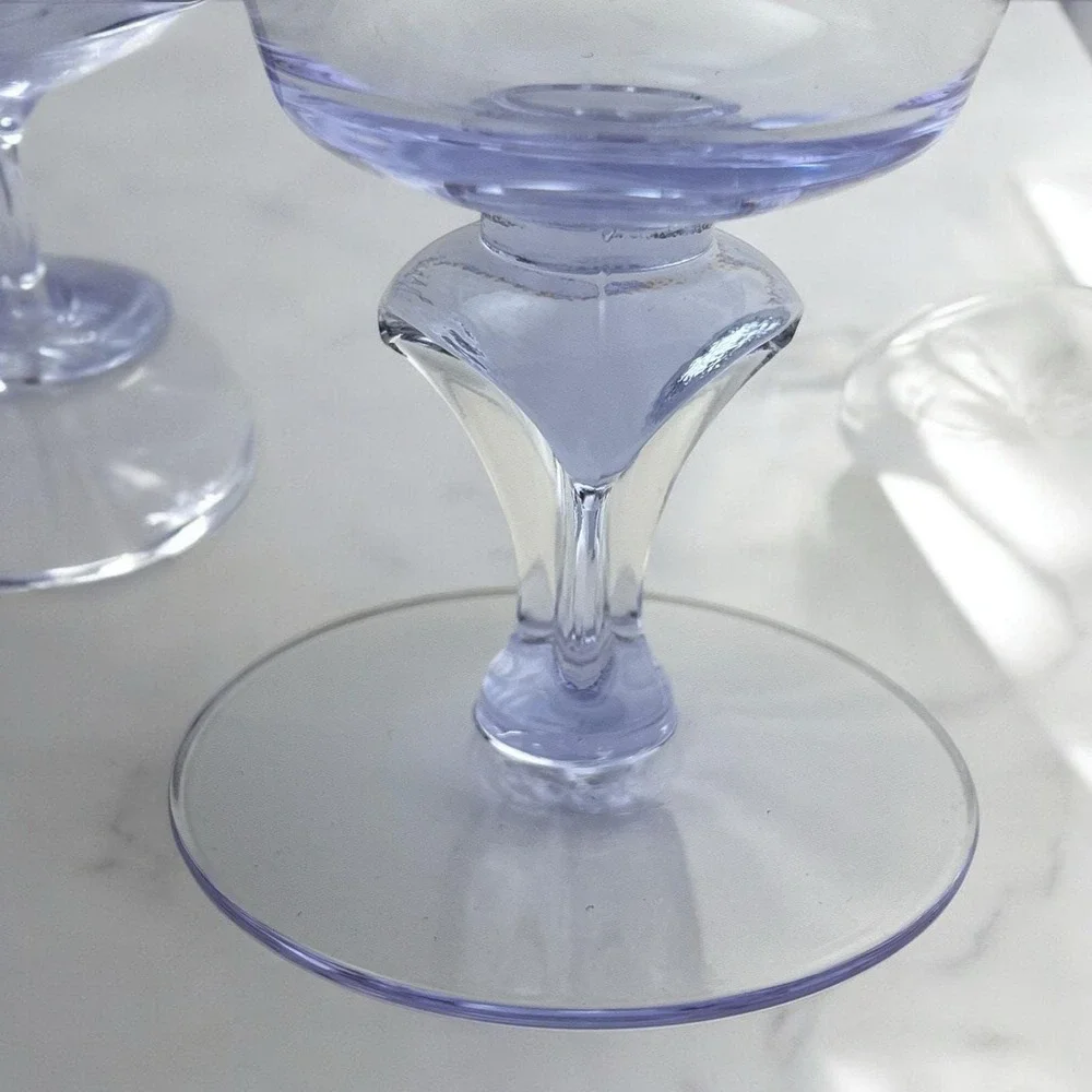 Tiffin Twilight Neodymium Glass Purple/Blue 4 Champagne Coupes Sherbets #17578